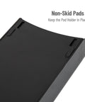 Single Serve Coffee Pod Organizer Drawer with non-skid pads, black finish, detail showing anti-slip feature for stability.