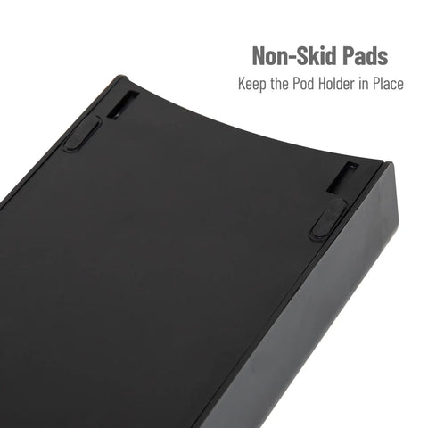 Single Serve Coffee Pod Organizer Drawer with non-skid pads, black finish, detail showing anti-slip feature for stability.