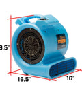 Blue One Half Horsepower Heavy Duty Air Mover, Lightweight Carpet Dryer And Floor Blower With High Velocity Airflow, Pro Janitorial Grade