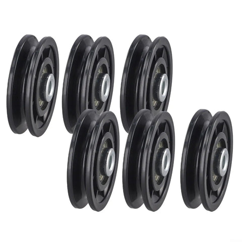 Six Piece Pulley Wheel Set For Home Gym And Cable Machines With Smooth Nylon Rollers And Steel Bearings In 70mm And 90mm Sizes, Quiet Durable Gear For Strength Training And Fitness Upgrades.