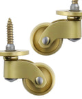 4 Pack Heavy Duty Brass Stem Casters With 360 Degree Rotation For Trunk Box Furniture Cabinets Sofa Trolley And Bed. Close-up view.