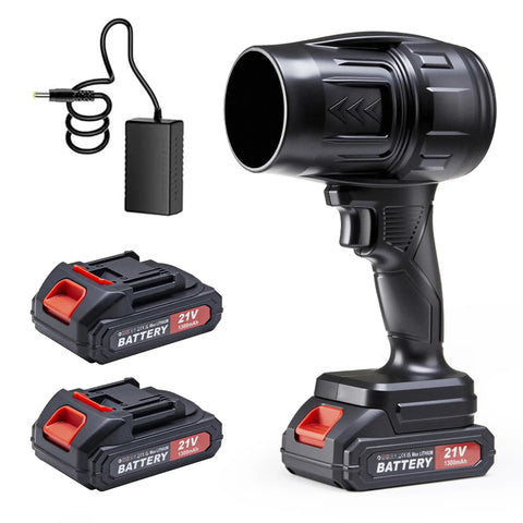 Cordless Leaf Blower With Dual 21V Batteries And Charger Turbo Jet 98000 RPM lightweight handheld tool set