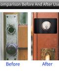 Before and after using Door Lock Repair Plate Kit Reinforcement Fixing Plate For Knob Lever And Deadbolt Filler Cover