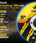 5 Inch grinding wheel for metal with 7/8 inch arbor, 1/4 inch thickness, and 12200 max RPM, part of the 26 Pack 5 Inch Angle Grinder Disc Set With Real Deal Cut Off Wheels And 60 Grit Flap Grinders For Steel Metal And Wood Shop Ready Tool Accessories That Handle Tough Jobs Without Excess Sweat Or Delay.