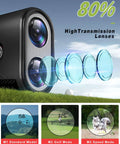 Detail view of Slope Rangefinder For Golf Gear With 1200 Yard Range 7X Magnification Pro Flag Pole Lock showing high transmission lenses.
