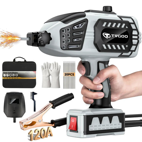 Portable Handheld Welder 110V IGBT Inverter With 20 To 120A Adjustable Arc Hot Start And Anti Stick For 3/32 To 1/8 Inch Welding Rods Grey Lightweight