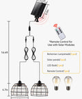 Top Rated Solar Pendant Chandelier Set Of Two With Smart Remote And Custom Hourly Timer featuring solar panels and bohemian lampshades.