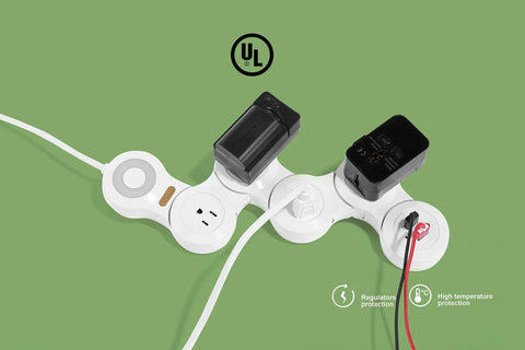 Flexible Surge Protector Power Strip With 6 Foot Cord 4 Outlets 2 USB Ports Overload Protection Flat Plug Rotatable 180 Degree Design