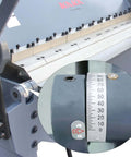 49 Inch Box And Pan Brake For Steel And Aluminum, 12 Gauge Capacity showing adjustable 0 to 135 degree bend angle gauge