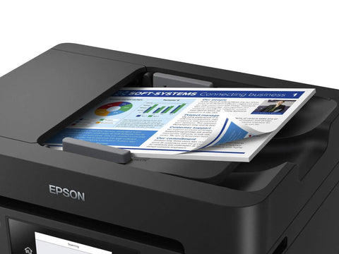 Wireless Color All In One Inkjet Printer With PrecisionCore Heat Free Tech And Instant Dry Pigment Ink displaying a document during scanning.