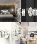 Crystal Privacy Door Knob With Lock For Bedroom And Bathroom, installed on interior and exterior doors, showing easy install.