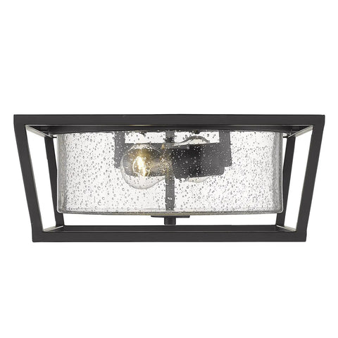 Matte Black Seeded Glass Flush Mount Ceiling Light Fixture For Hallways Living Rooms And Bathrooms Durable Steel Construction
