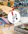 Heavy Duty 2 Pack Vertical Toggle Clamps Lock Down Jobs In Seconds With A Comfort Grip Non Slip Lever And Fast Actuation in a workshop.