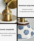 MECOLA Vintage Ceramic Shade Wall Sconce Adjustable Angle Wall Mount Light featuring aluminum lamp holder and detailed ceramic lampshade.