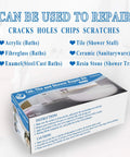 White 5oz Bathtub Repair Kit For Cracks Holes Scratches In Bathtubs Ceramic Tiles Sinks Porcelain Fiberglass And Countertops Restore Look And Save Money With Easy DIY Repairs product packaging on display