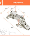 Solid As A Rock Corner Cabinet Hinges For Face Frame Kitchens Clip On Full Overlay Lazy Susan Smooth Self Close Design 165 Degree Turn detailed dimensions image