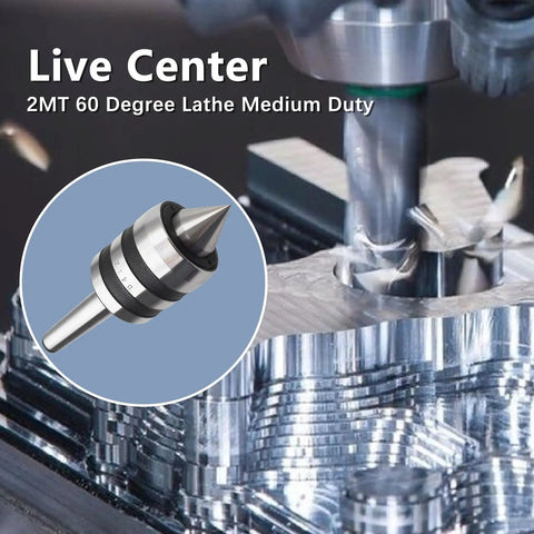 2MT 60 Degree Live Center For Lathe Wood And Metal CNC Work, Beefy Tailstock Center With 5000 RPM, 600 Lbs Max Load, Ultra Precision Runout
