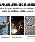 Image showing various high-altitude and shipyard operations using a Huge 1200 Watt Magnetic Drill Press for tough metal work.