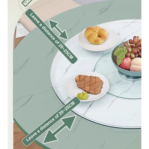 Glass Lazy Susan For Dining Table Extra Large Turntable with food items and distance guidance