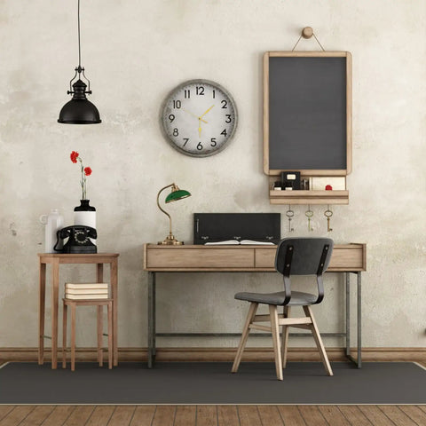 Home office with wall clock featuring Quartz Clock Movement Battery Operated No Tick Silent Wall Clock Mechanism Replacement Kit For DIY Repairs