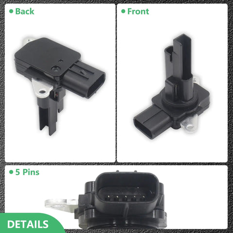 Mass Air Flow Sensor MAF For Toyota Vehicles Compatible With 4Runner 4.0L V6 2010 2021 front and back views, 5-pin connector