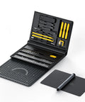 Open Electric Screwdriver Kit With 64 Magnetic Bits and 12 Precision Tools for Phones, Laptops, Watches, Leather Mat Included