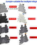 General Purpose Electromagnetic Relay Jumper Set For Socket HF41F-1Z-C2 shown with compatible relay modules from various angles.