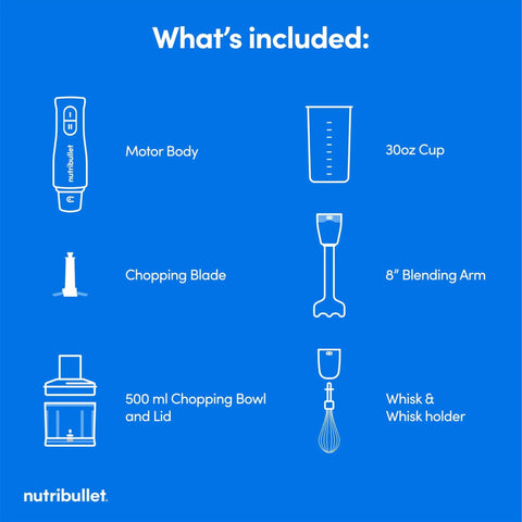 What's included with the Heavy Duty Yet Slick Handheld Immersion Blender With Rugged Stainless Shaft And Versatile Whisk Hook.