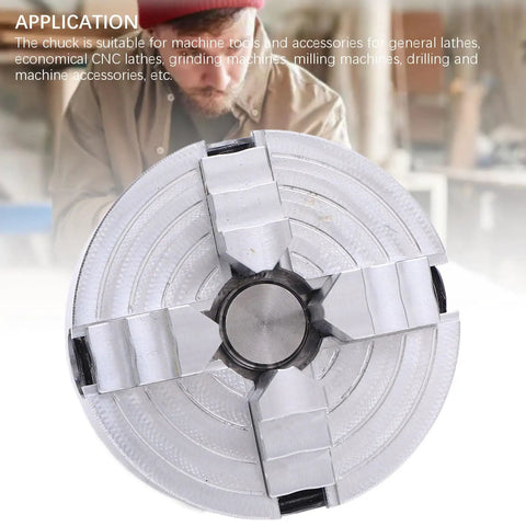 4 Jaw Lathe Chuck Set For Mini Lathe Alloy Steel Self Centering Wood Turning Chuck With Connecting Rod Wrench Heavy Duty