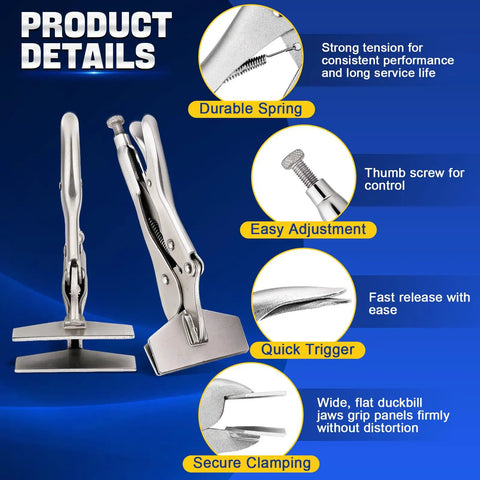 Grab Yourself a Killer Set of These 8 Inch Locking Sheet Metal Clamps Forged Tough With Wide Duckbill Jaws for precise grip and quick release.