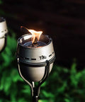 65 Inch Outdoor Torch With Amped Up Extra Large Flame For Patio Garden Lawn And Backyard Weather Resistant Refillable And Decorative Torch In Silver Finish Twist And Pour Refilling For Mess Free Fueling
