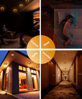48 Pack 4 Inch LED Recessed Lights With Night Light Mode Ultra Thin Black Trim Downlights create ambiance in cinema and bedroom.