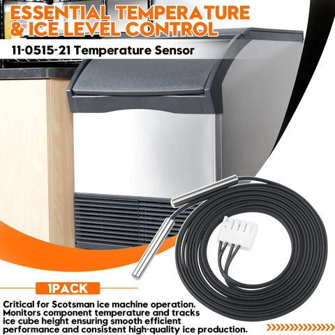 Ice Maker Temperature Sensor Probe Replacement Model 11-0515-21 For Scotsman Ice Machines Built To Last With Steady Temperature Readings Easy Install Premium Materials Keeps Ice Consistent. Black 54-inch sensor probe with white connector for Scotsman ice machine