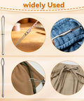 8 Piece Drawstring Threader Tool Set Stainless Steel 4 In 1 Kit in use with various clothing and gear