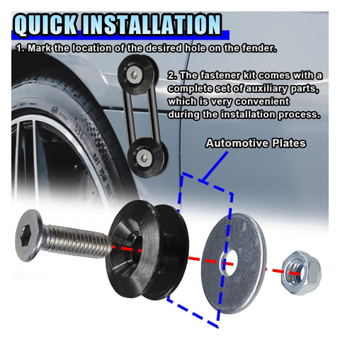 Heavy Duty Bumper Quick Release Clips Fasteners Kit For Front And Rear Bumpers Universal Fit For Most Cars diagram