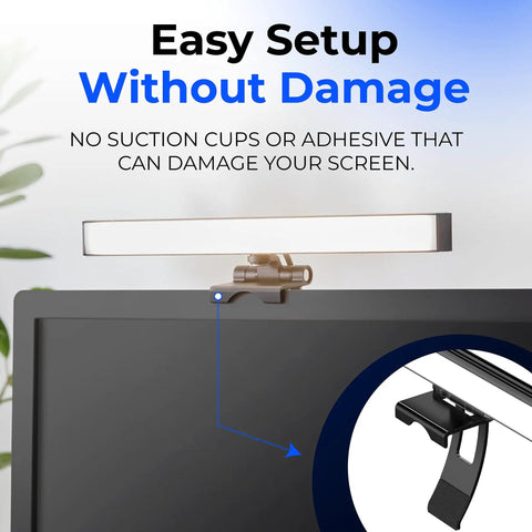Dual Video Conference Lighting Kit For Webcams And Laptops installed on monitor, easy setup without suction cups or adhesive