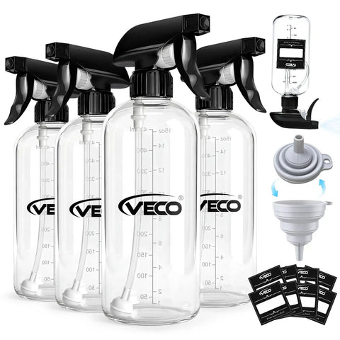 4 Pack 17oz Spray Bottles With 360 Degree Gravity Ball Straw For Upside Down Spraying, Graduated Measurements For Easy Dilution