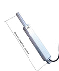 2 Inch Stroke Micro Linear Actuator 12V DC With 1 Inch Per Second No Load Speed, aluminum body with dimensions labeled