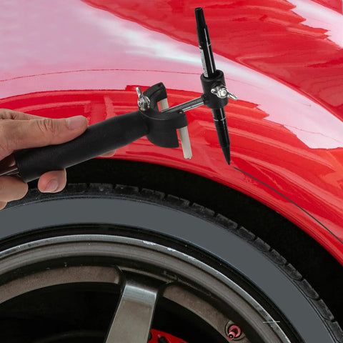 Auto Scratch Repair Tool Kit For Wheel Arches And Sheet Metal, Ergonomic Plastic And Iron Build, Marks Lines On Cars Trucks And SUVs, Tire Marker Scriber For Pro Grade DIY Repairs, Durable All In One Repair Set on red wheel arch