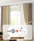 Living room with Telescoping Curtain Rod Set 32 To 58 Inches Adjustable 7 Eighth Inch Drape Rod For Windows 20 To 54 Inches Silver With Translucent Finials Decorative Home Curtain Hardware Easy Glide, featuring beige and brown curtains.