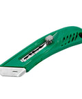 Pacific Handy Cutter S4R safety cutter, green plastic handle with retractable blade and steel guard