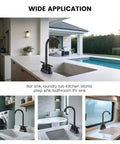 BLYLUND Black Commercial Bar Sink Faucet, Stainless Steel 2 Hole Bar Faucet in outdoor kitchen setting.