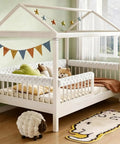 Toddler Bed Rail Bumpers Set For Safe Sleep With Soft Kid Safe Padding fits most beds in room; stuffed animals and decor visible.