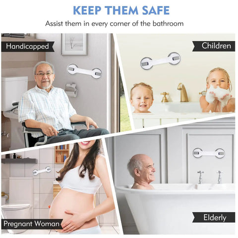 12 Inch Suction Cup Grab Bars For Bathtub And Shower, Heavy Duty No Slip Bathroom Safety Bar For Seniors And Handicap, Easy Install