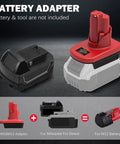 18V To 12V Battery Adapter Converter For Power Tools with M18 to M12 compatibility shown in use, red and black adapter unit.