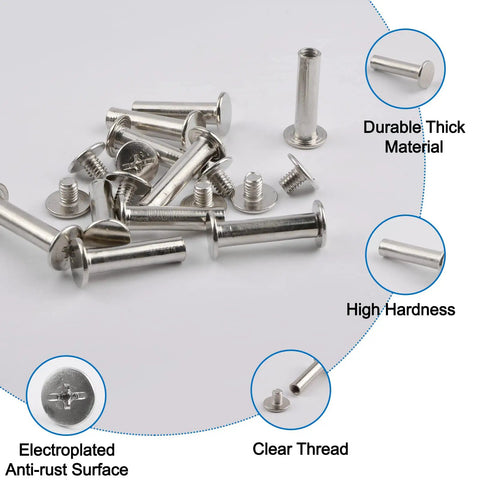 Top Shelf Nickel Plated Chicago Binding Screw Set Of 60 Double Cap Standoff Bolts 5 mm X 20 mm showing durable thick material and clear threads