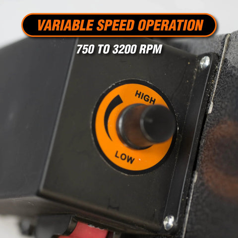 WEN mini benchtop wood lathe speed control knob with orange High/Low dial (750–3200 RPM)