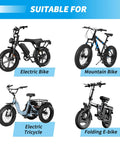 20x4.0 Fat Tire Tube and Folding MTB Tire Puncture Resistant Inner Tube displayed on electric bike, mountain bike, electric tricycle, folding e-bike