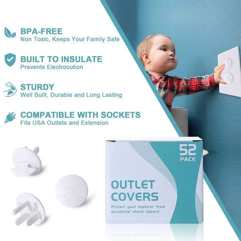 Baby Proofing Outlet Covers 52 Pack White Plug Covers For Electrical Outlets Kid Safe Home Safety Childproof Outlet Plugs
