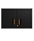 Front view of Ready To Assemble Floating Garage Storage Cabinet For Wall Mount With Lockable Double Doors Heavy Duty Steel